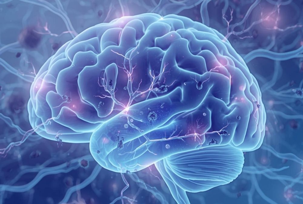 Gehirn mit aktivierten Synapsen - Symbol für Nervensystem, Giftstoffe und neurotoxische Belastung